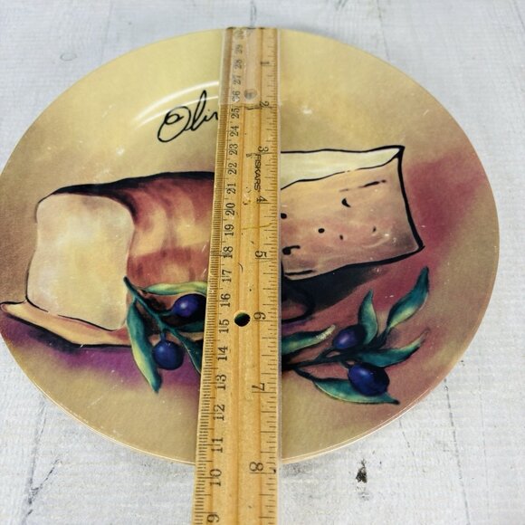 Pacific Island Creations Co Ltd WINE & CHEESE Bottle Fruit Words 8" Plate Set 4 - Picture 11 of 16